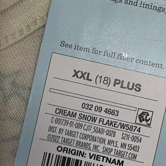 NWT Cat & Jack Girl’s Long Sleeve T-Shirt Dress Cream Snowflake Print XXL 18 - Picture 7 of 8